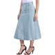thumbnail image 4 of Falda midi de mezclilla desgastada de cintura alta para mujer INSPIRE CHIC con bolsillos XL azul claro, 4 of 6