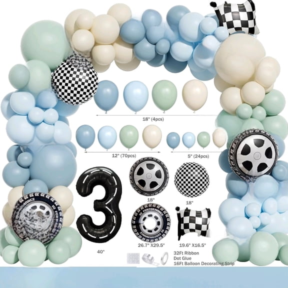 Cant Catch Me Im 3 Birthday Decorations – 116 PCs Race Car 3rd Birthday Party Supplies with Balloon Garland Backdrop Banner Tablecloth Cake Topper Foil Balloon$$Home Decor, Kitchen, & Other