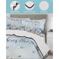 thumbnail image 4 of Quilts Twin-XL Size Bedding Set, Navy Blue Starfish Coastal Lightweight Quilted Comforter, Nautical Summer Beach Coral Soft Reversible Bedspread Coverlet with Pillow Covers for All Season, 68" x 98", 4 of 7