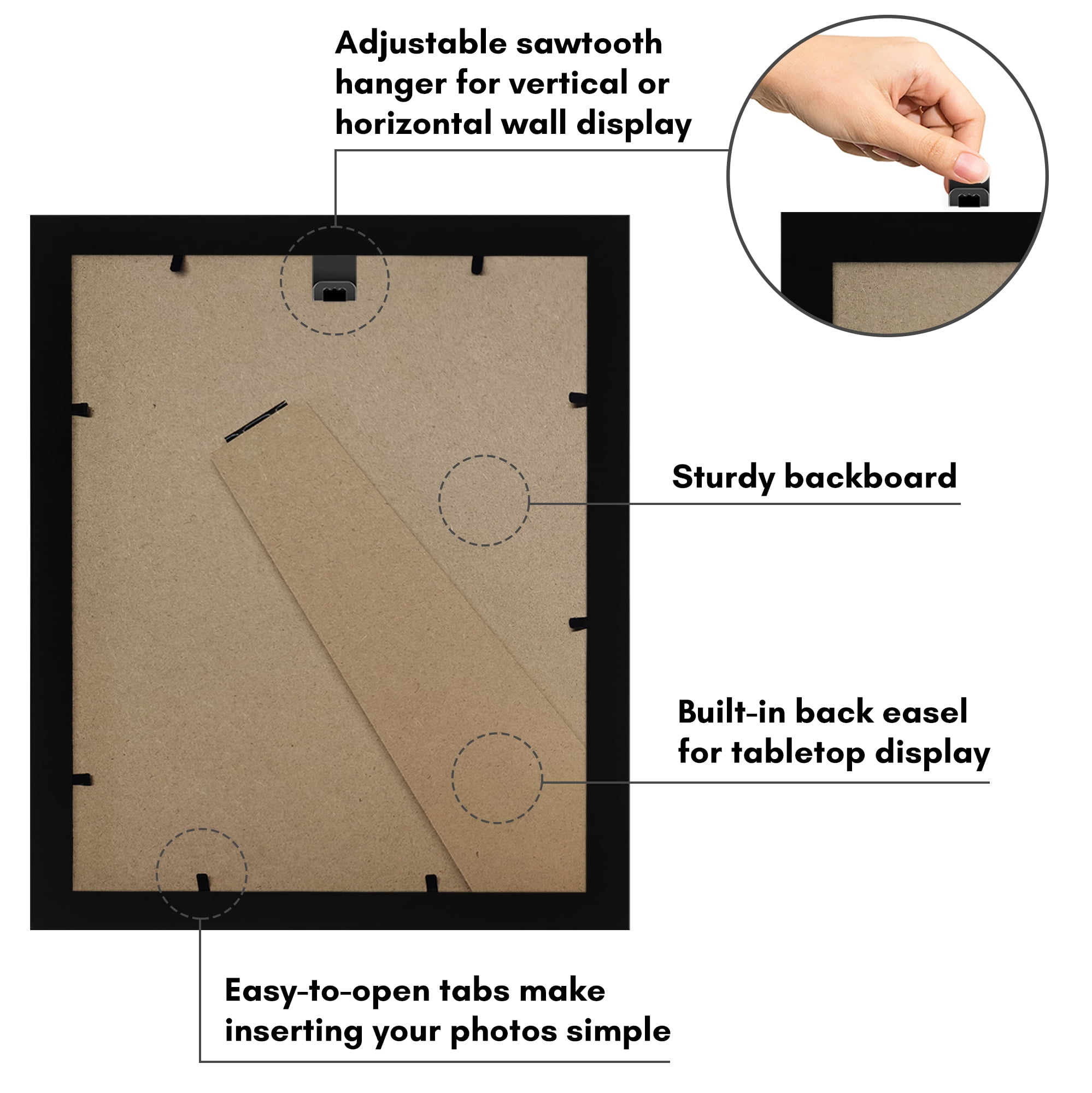 Americanflat 8" x 10" Picture Frame with Wavy Mat - Black