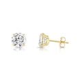thumbnail image 4 of Tilo Jewelry 10K Yellow Gold Solitaire Round CZ Stud Post Earrings with Secure Push-backs | 7mm | Classic Everyday Earrings | Women, Men, Unisex, 4 of 11