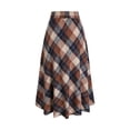 thumbnail image 2 of Women's Lattice Skirt Warm Elastic Waist Wool A-Line Pleated Tartan Winter Long Skirts, 2 of 13