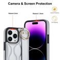thumbnail image 2 of Allytechgroup 2024 New Trendy Back Case Cover for Apple iPhone 14 Pro, Premium PU Leather Luxury Design with Ring Holder Stand Bracket Bumper Shockproof Phone Case for Girls Women, Silver, 2 of 8