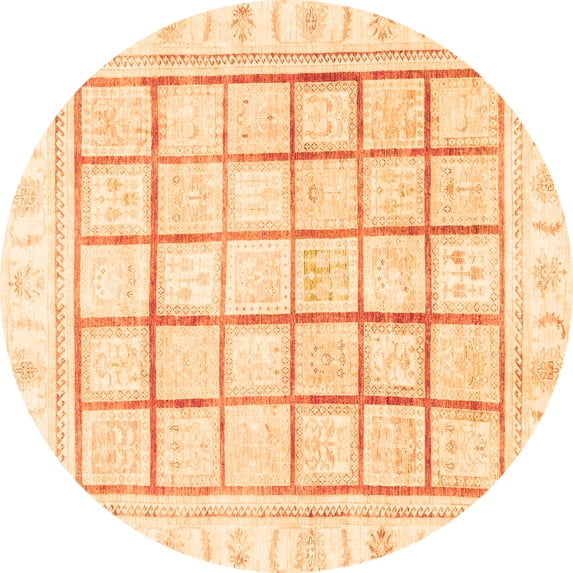 Ahgly Company Indoor Round Abstract Orange Modern Area Rugs, 4' Round