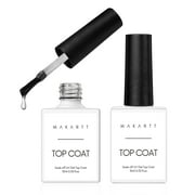 Makartt 2pcs Clear Gel Nail Polish No Wipe Top Coat Soak Off Nail Gel Glossy Top Coat Protective Nail Coat Strengthener