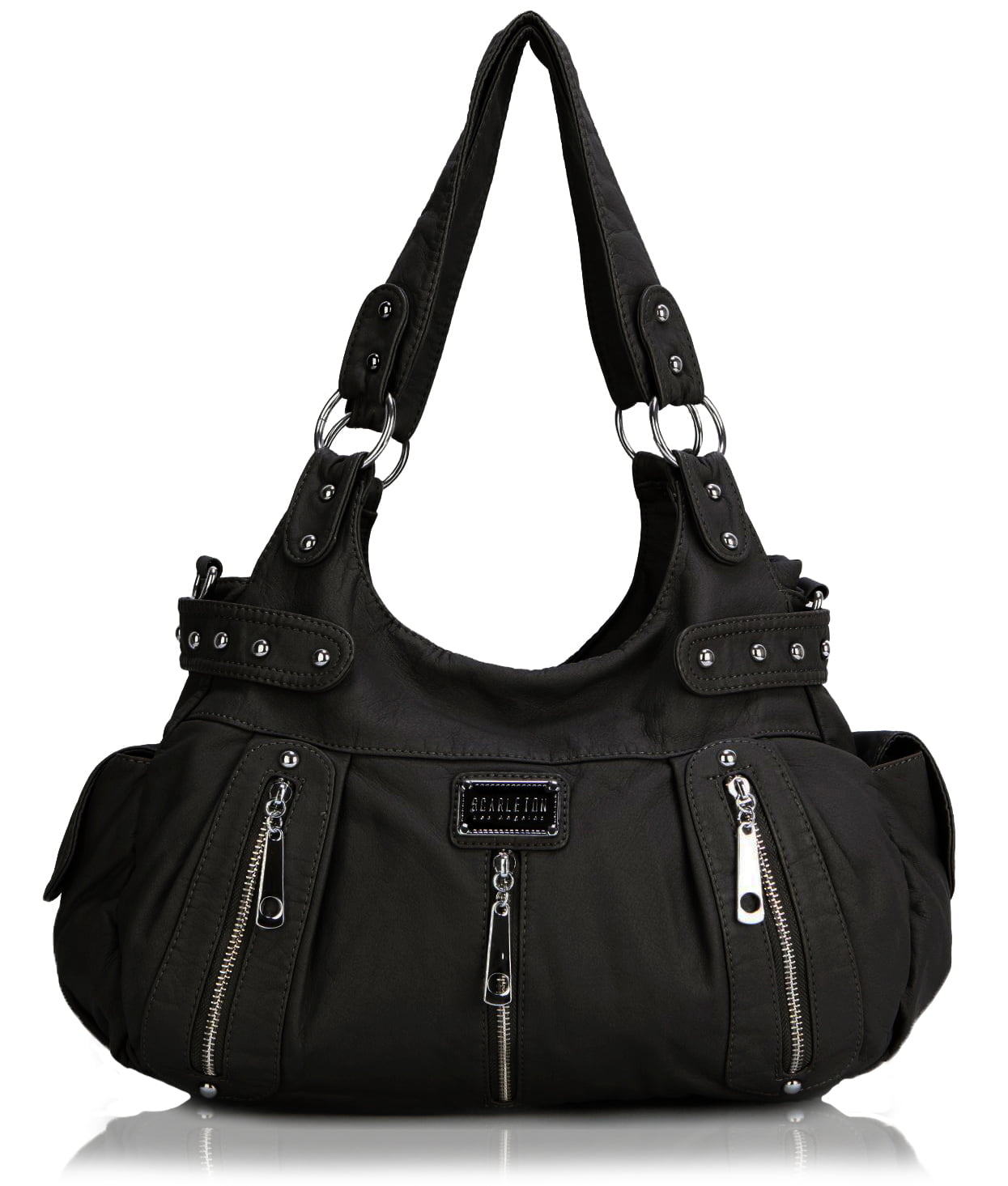 Scarleton - Scarleton 3 Front Zipper Washed Shoulder Bag H1292 ...