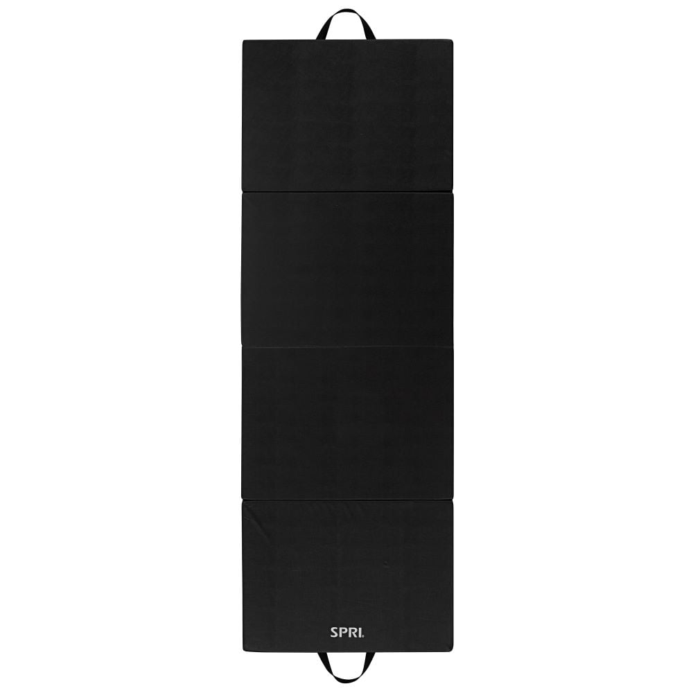 SPRI Foldable Fitness Mat with Carrying Strap, Black, Made from High Density Foam