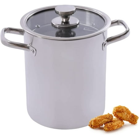 

Oukaning 5L French Fries Fryer Stainless Steel Deep Frying Pot + Lid + Draining Basket