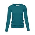 thumbnail image 1 of A2Y Women's Fitted Crew Neck Long Sleeve Pullover Classic Sweater Teal XL, 1 of 5