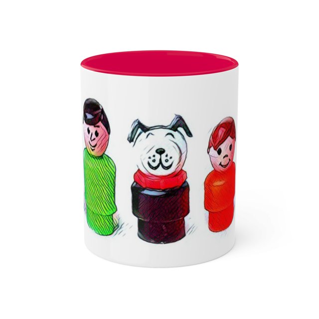 Vintage Fisherprice inspired little people vintage mug, retro mug