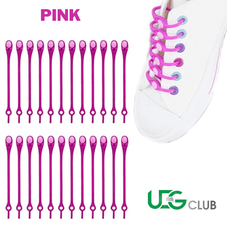 

UEG Club Elastic Durable Silicon No Tie Shoelaces 14 Pack Pink