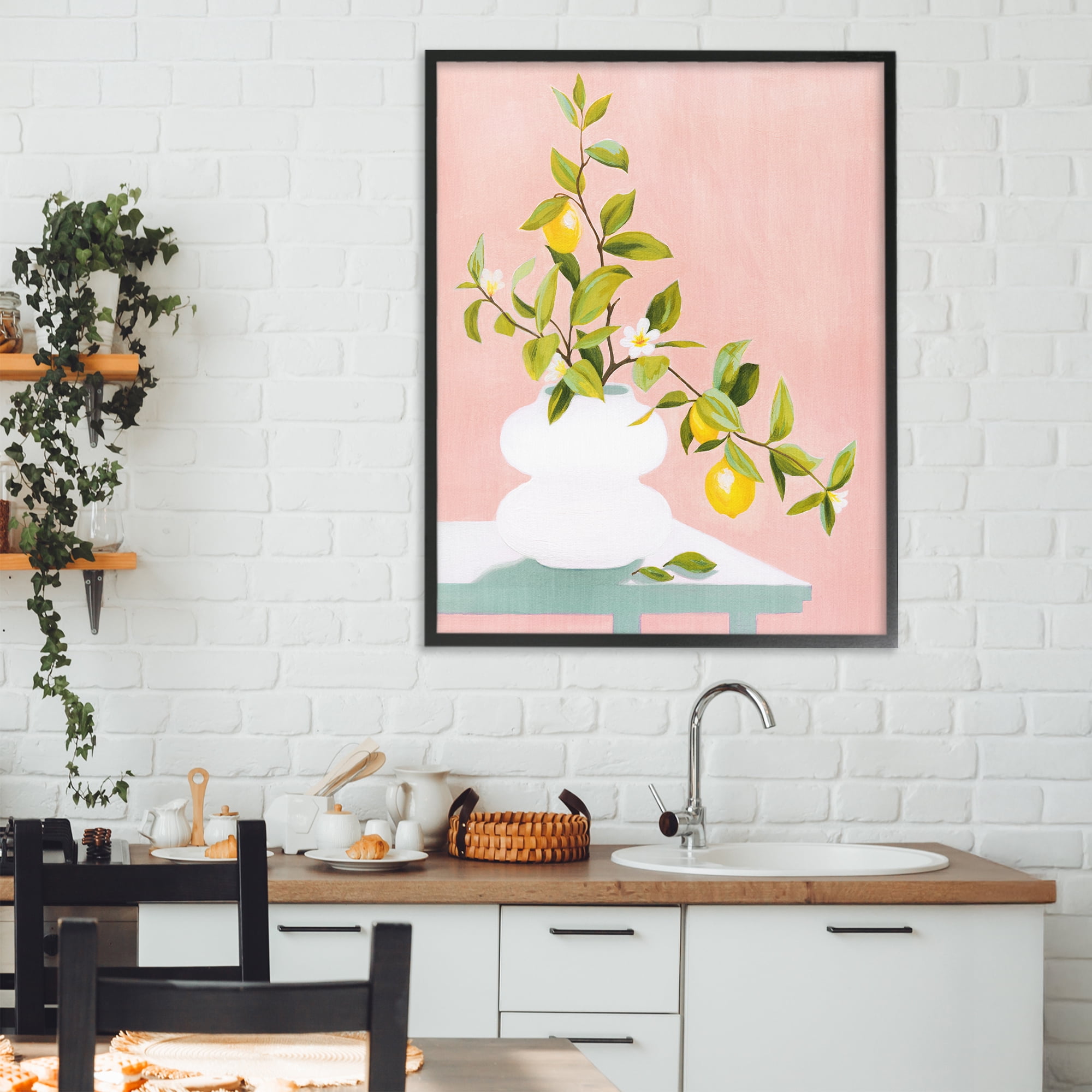 Stupell Industries Afternoon Limoncello Plant Black Framed Giclee Art, design by Grace Popp