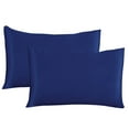 thumbnail image 1 of Njshnmn Silk Satin Pillowcase 2pc, Cooling Pillow Covers with Envelope Closure, Dark Blue, 20"x30", 1 of 4