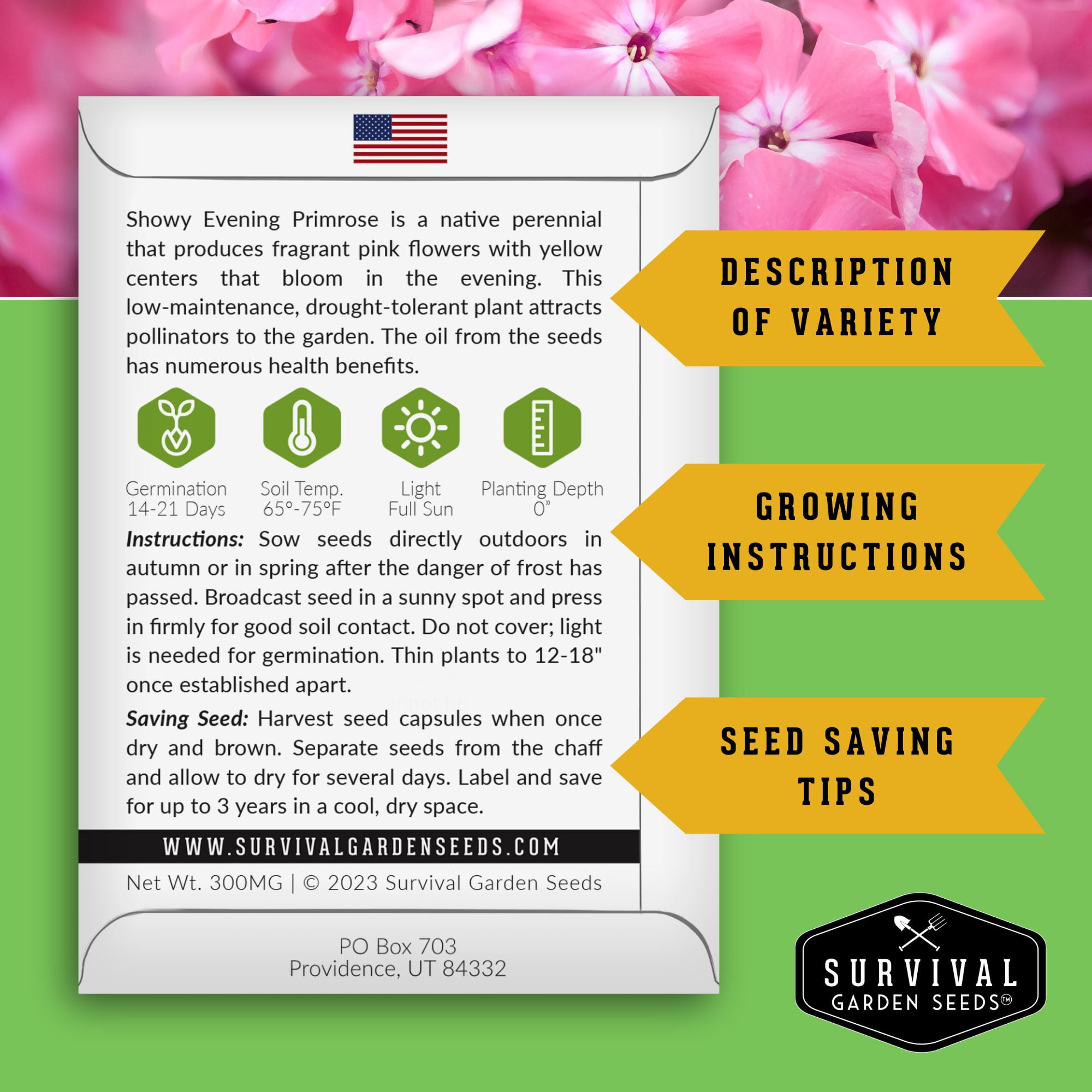 36 Pack Functional Flower Seeds - Non-GMO Full Sun, Includes Annual Flowers