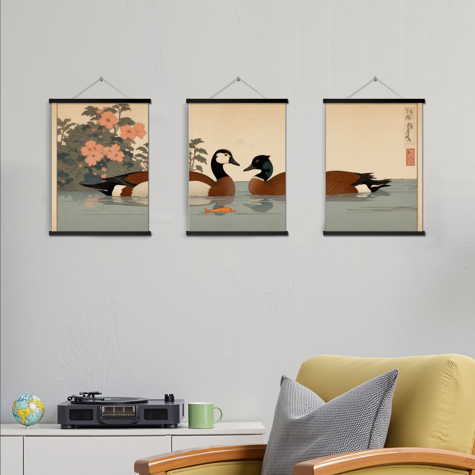 MAYEERTY Modern Abstract Wall Art Painting, Living Room Decor, Black Hanging Rod Frame, 23.6"x15.8"