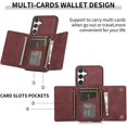 thumbnail image 4 of Design for Galaxy S24 Plus 5G Wallet Case with Credit Card Holder Slot PU Leather Phone Cover Stand Kickstand Shockproof Protective Cell Accessories for Samsung S24+ Women Men 6.6 inch Red, 4 of 14