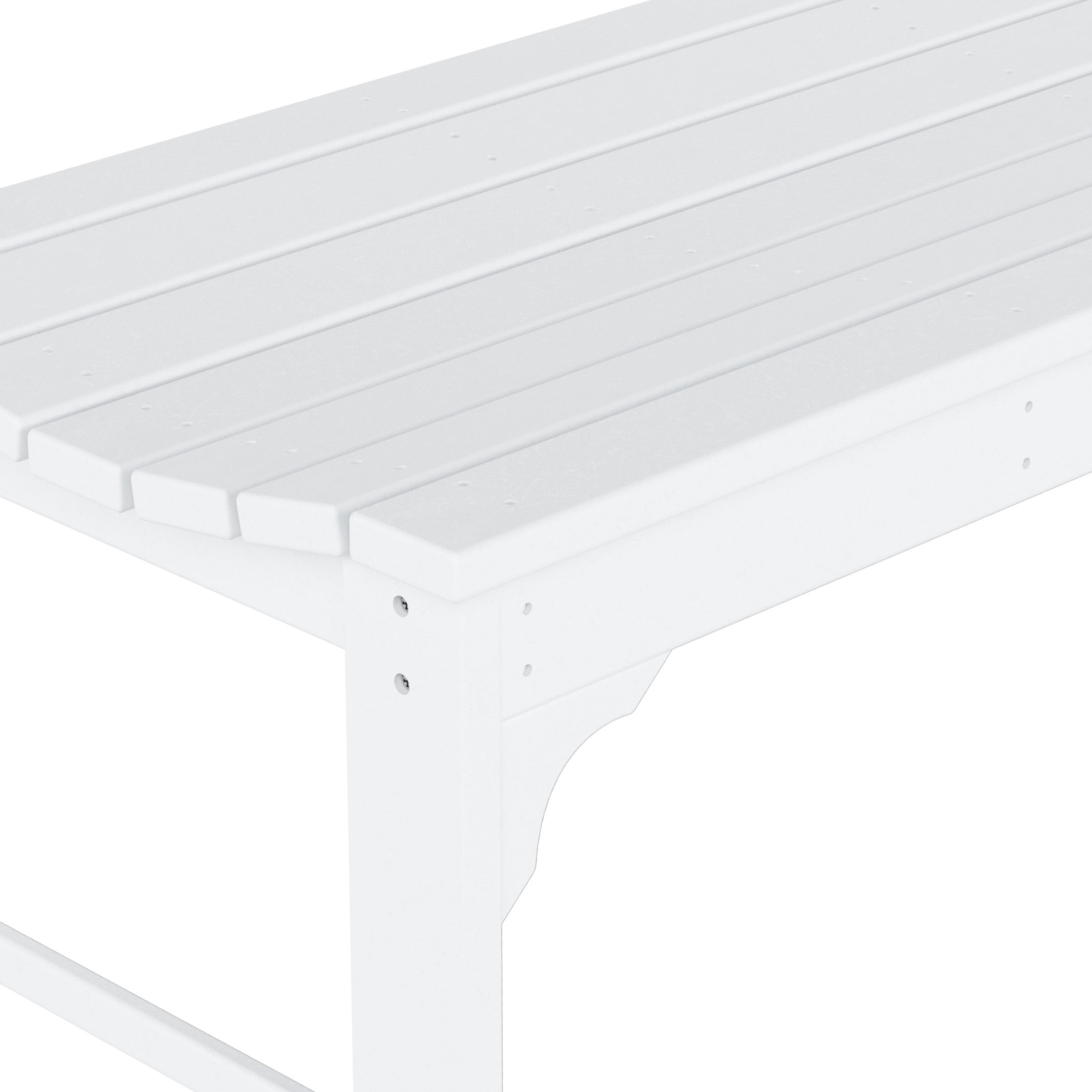 GARDEN Plastic Adirondack Backless Outdoor Bench for Patio Entryway, White