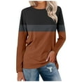 thumbnail image 1 of WEAIXIMIUNG Hauts Quotidiens pour Femmes Imprimé Manches Longues Confortable Blouse à Blocs de Couleur Tunique Décontractée Manches Longues Col Rond Pull Chemises, 1 of 5