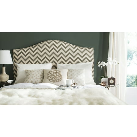 Safavieh Connie Classic Upholstered Headboard with Nail Heads Full Grey/White Zig Zag