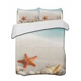 thumbnail image 2 of Quilts Twin Size, Summer Oceans Beaches Soft Comforter Bedding Set for Bed, Sea Waves Starfish Shells Coastal Lightweight Quilted Bedspread with Pillow Cover(2 Pieces) for All Season, 68x86 Inch, 2 of 6
