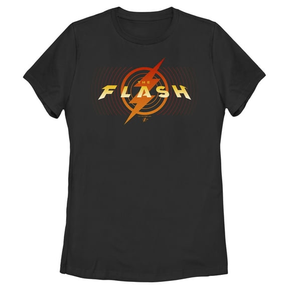 Women's The Flash Animated Yellow Logo  Graphic Tee Black Small