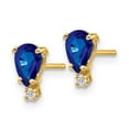thumbnail image 2 of Primal Gold 14 Karat Yellow Gold 6x4mm Pear Sapphire A Diamond Earrings, 2 of 4