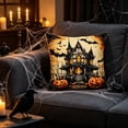 thumbnail image 2 of Qocolcyl Halloween Aesthetic Retro Witch Throw Pillow Covers 18x18, Scary Pumpkin Cat Pillow Cases Kit with Zipper, Gothic Haunted House Bat Owl Velvet Decor for Couch Sofa Living Room Bed, 2 of 6