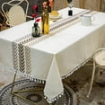 thumbnail image 2 of Granjero Gordo Mantel de cocina rústico de estilo rústico, de algodón y lino, rectangular, color beige, hoja de vino, 140 x 260 cm., 2 of 5