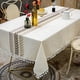 thumbnail image 2 of Xiao Hua Mantel para mesa de comedor, estilo rústico de granja, para cocina, mesa de centro, de algodón y lino, rectangular, color beige, 140 x 260 cm, 2 of 5