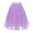 thumbnail image 6 of Tulle Skirts for Women Elastic Waist Lace Up Bow Knee Length Layered Mesh Flowy A Line Tutu Skirts Puffy Skirt Fairy Skirt, 6 of 6