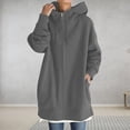 thumbnail image 2 of LAKIDAY Womens Long Zip Up Hoodie Jacket Oversized Sweatshirts Fleece Casual Pockets 2023 Fall Drawstring Long Hooded Coats, 2 of 6
