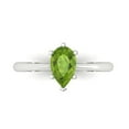 thumbnail image 2 of 1.0ct pear cut green natural peridot 18k white gold Bridal Wedding Engagement Promise Anniversary Ring for Women size 6.75, 2 of 7