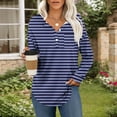 thumbnail image 2 of Plebaso Womens Long Sleeve Tunic Tops Casual Button Tshirts Lightweight Striped Blouses Tee for Women, 2 of 7