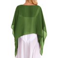 thumbnail image 4 of Women's Trendy Chiffon Capelet Batwing Sleeves Elegant Flowy Evening Wedding Shawl Wrap Sheer Mesh Asymmetric Hem Summer Sun Protection Cover Up Lightweight Beach Vacation Outfits, Green One Size, 4 of 5