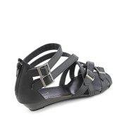 Bamboo Strappy Buckle Back Zipper Wedge Sandals