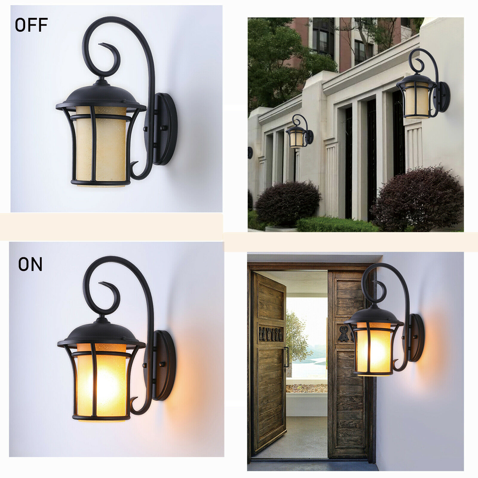 Exterior Wall Light Fixture Sconce Vintage Outdoor Retro Ground Glass Porch Lamp Outdoor Wall Light Exterior Wall Lantern Waterproof Sconce Porch Black Finshing Entryways Lighting Wall Mounted Lamp - image 2 of 10