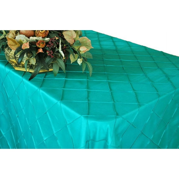 Wedding Linens Inc. 90"x132" Rectangular Pintuck Taffeta Linen Tableccloth for Party Wedding Reception Catering Dining Home Table Cover Linens - Jade