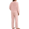 thumbnail image 4 of Previn Women's Cute Fuzzy Pajama Set Fleece Fuzzy Pj Soft Long Sleeve Stretchy Comfy Casual Pant Warm 2 Piece Warm Winter Plush Sleepwear Pink Medium, 4 of 5