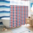thumbnail image 5 of No Hook Shower Curtain with Built-in Rings - 4th of July Washable Waterproof Fabric Bathroom Curtains for Hotel,Rentals, Stall 48 X 72 Inch , Patriotic Stars Buffalo Check Plaid Red White Blue Summer, 5 of 9