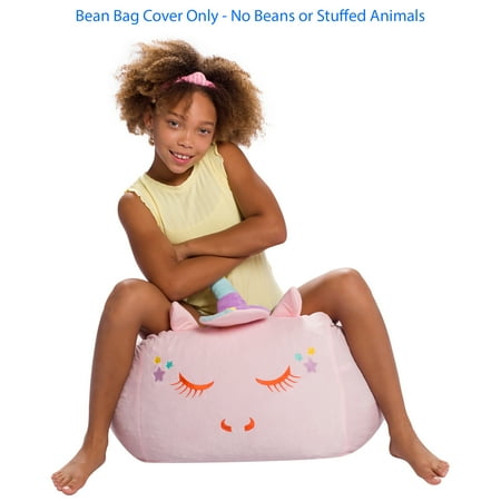 UPC: 0810073460317 | Posh Creations Bean Bag Chair Stuffable Cover Soft Cover Kids 1.5 ft Pink Unicorn