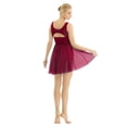 thumbnail image 3 of zdhoor Robe en Chiffon Asymétrique Lyrique pour Femmes Robe de Danse Ballet Contemporaine Rouge Vin S, 3 of 7