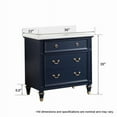 thumbnail image 3 of ANGELES HOME 36 inch Bathroom Vanity with Sink, Solid Wood Bathroom Makeup Cabinet W/ 3 Drawers, Bathroom Vanity Storage Organizer with Carrara White Quartz Countertop Navy Blue, 3 of 8