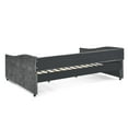 Queen Bed Frame with 2 Drawers, Upholstered Sofa Bed with Headboard and