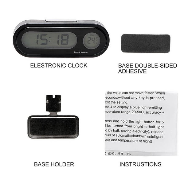 Thermomètre pour Voiture Lumineux ， Horloge électronique de