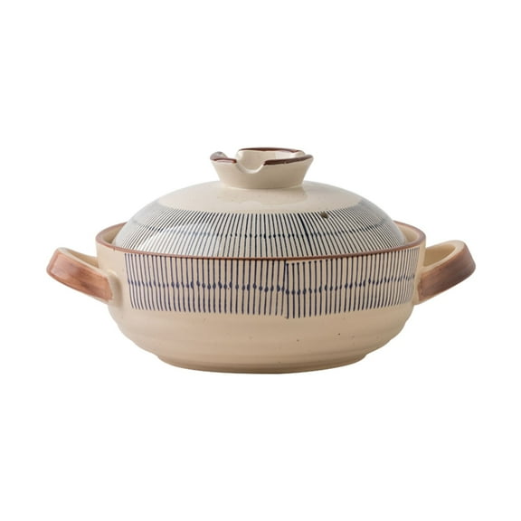 2.5L Ceramic Clay Pot, Japanese Casserole, Stew Pot, Casserole, Ceramic Pot with Lid, For Shabu Shabu Home Cooking, Heat Resistant Ceramic Multifunctional Clay Pot