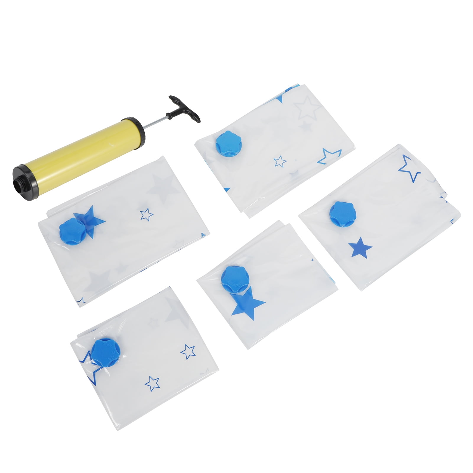 Suodoka 6-Piece Reusable Vacuum Storage Bag Set with Hand Pump for Quilt Clothes Blanket Bedding Space Saving