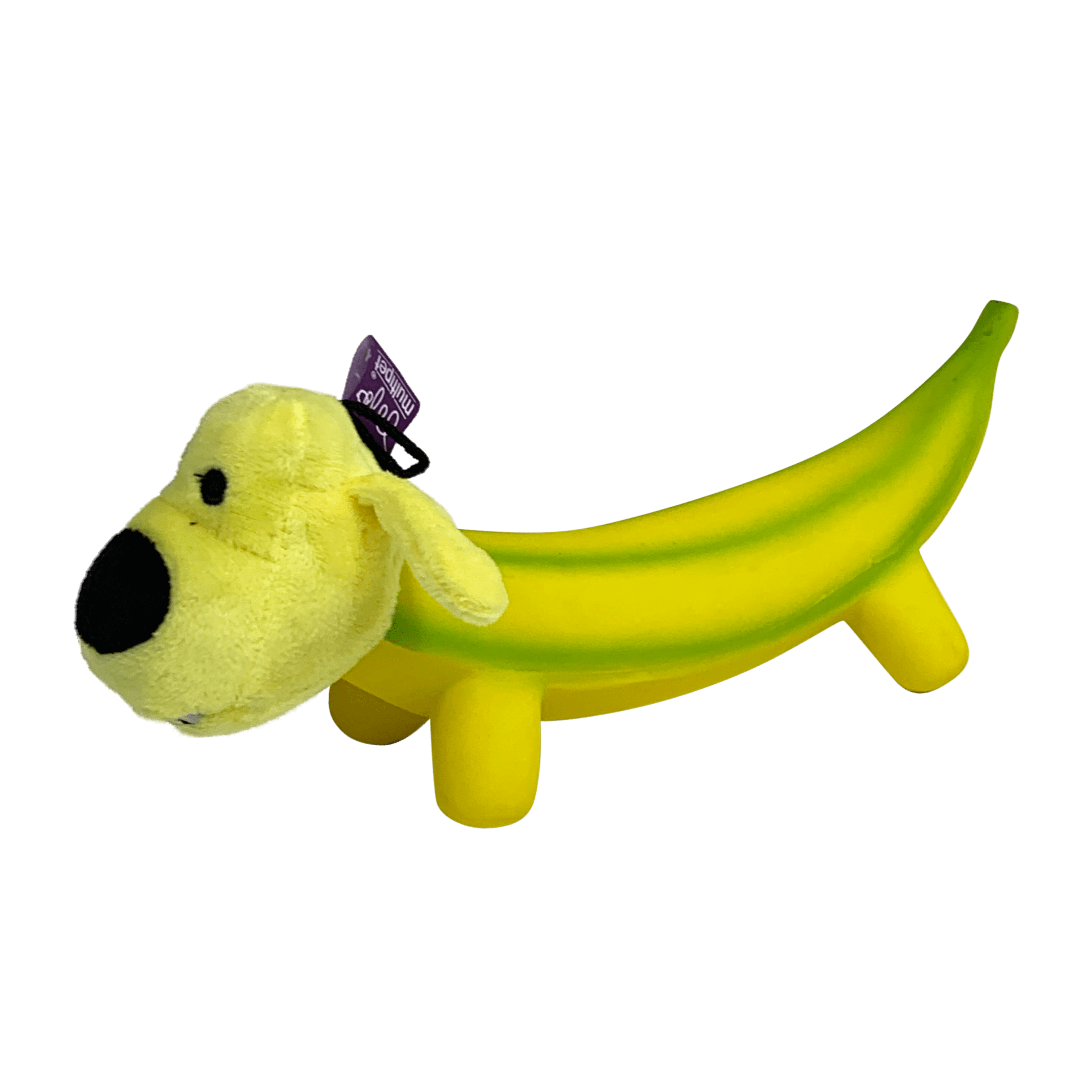 Multipet Smiling Dog Loofa Pals Latex Plush Dog Toy, Banana Shaped -  
