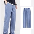 thumbnail image 4 of Mens Classic Relaxed Fit Jeans Stretch Casual Baggy Y2k Skater Vintage Plain Pants Casual Wide Leg Jeans Loose Fit Denim Pants Big & Tall Size M-5XL Blue, 4 of 8