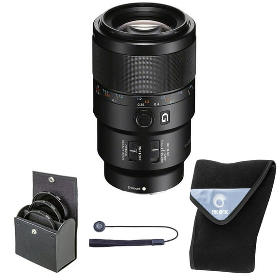 Sony FE 90mm f/2.8 Macro G OSS Lens, Black, Bundle with 62mm Digital Essentials Filter Kit and 15x15" Lens Wrap