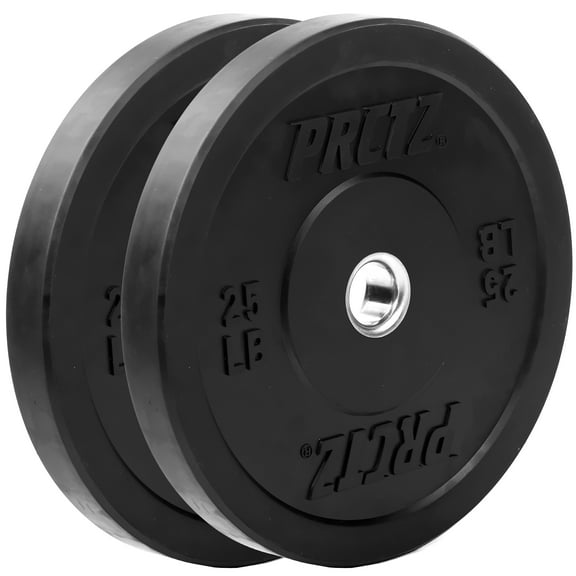 PRCTZ 25 lb Rubber Bumper Weight Plate Set, Fits 2 in. Diameter Barbell, Available in 10-45 lb.